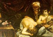 CAGNACCI, Guido Sleeping Christ with Zacharias John the Baptist Sweden oil painting reproduction